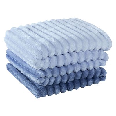 Cobertor Manta Tuffy Ultrasoft Flannel Queen 2,40m x 2,20m Degradê 01 Peça - Sky Azul Marinho