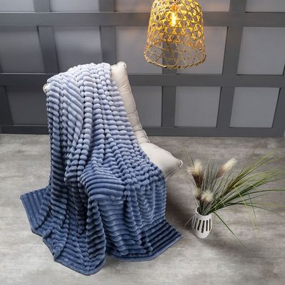 Cobertor Manta Tuffy Ultrasoft Flannel Queen 2,40m x 2,20m Degradê 01 Peça - Sky Azul Marinho