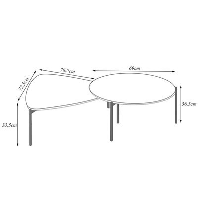 Conjunto Mesas de Centro Decorativas Oak e Dutton Pés Metálicos Dourados Fendi G18 - Gran Belo