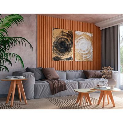 Kit 02 Mesas de Centro e 01 Mesa Lateral Orgânica Selly D03 Off White Freijó - Lyam Decor