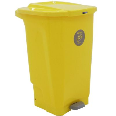 Lixeira Tramontina Pedal 100L Coleta Seletiva Metal Amarela Plástica T-Force Reciclagem