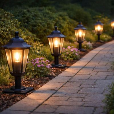 Balizador Preto Alumínio 31cm Jardim Quintal Luminária Externa Lente Transparente