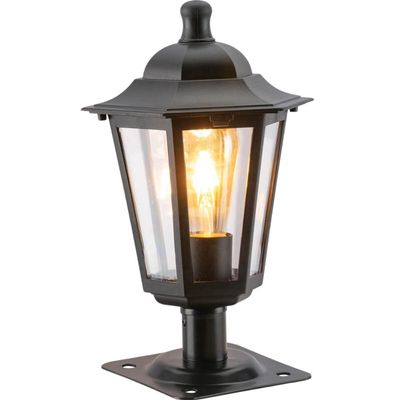 Balizador Preto Alumínio 31cm Jardim Quintal Luminária Externa Lente Transparente