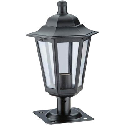 Balizador Preto Alumínio 31cm Jardim Quintal Luminária Externa Lente Transparente