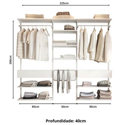 Closet Aberto Modulado para Casal 225cm Eternity 34 Branco