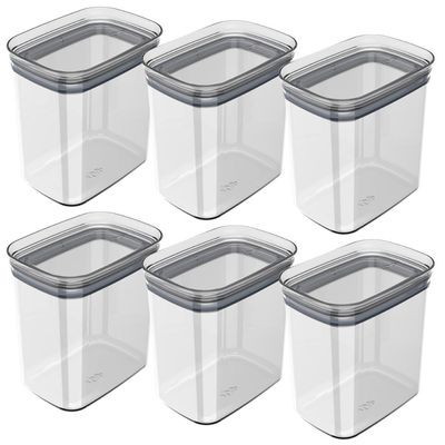 Kit 6 Potes Herméticos 1,5L Retangular Cozinha