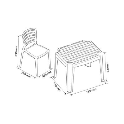 Conjunto de Mesa e Cadeira Infantil Tramontina Beni em Polipropileno Azul com Quadro de Atividades