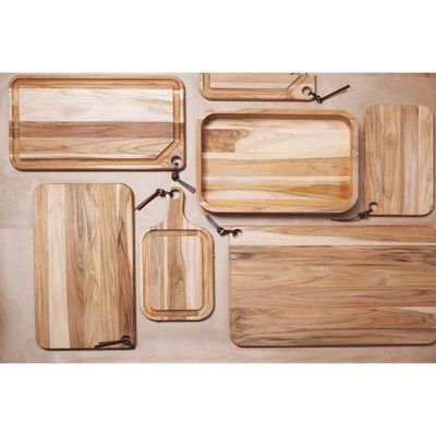 Tábua para Churrasco Tramontina Retangular em Madeira Teca com Acabamento Natural 49 x 28 cm