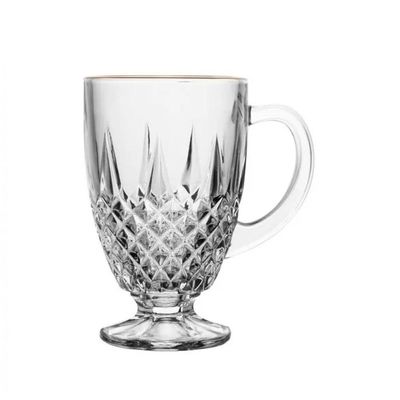 Jogo 4 Xícara Café Diamante Cristal Fio Dourado 150ml - Lyor