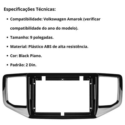 Central Multimídia Android 2 Din Amarok Moldura 9 Câmera Ré Bp