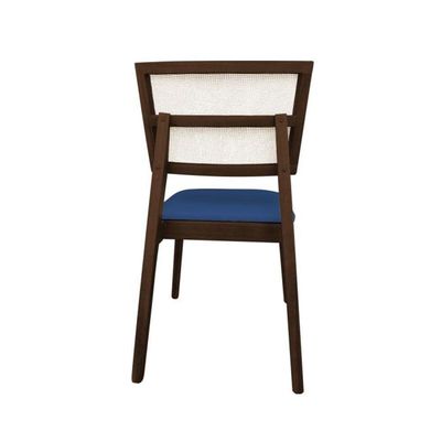 Kit 6 Cadeiras De Jantar Tela Premium Madeira Maciça Manuela Azul Veludo Mel