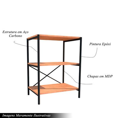 Sapateira Industrial Multiuso Basilico 3 Prateleiras Preto/Demolição G79 - Gran Belo
