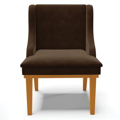 Kit 2 Cadeiras Decorativas Sala de Jantar Base Fixa de Madeira Firenze Suede Marrom/Castanho G19 - Gran Belo