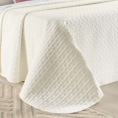 Kit Cobre Leito Colcha Quality Queen 3 Peças Percale 200 Fios Bordado - Palha