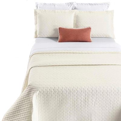 Kit Cobre Leito Colcha Quality Queen 3 Peças Percale 200 Fios Bordado - Palha