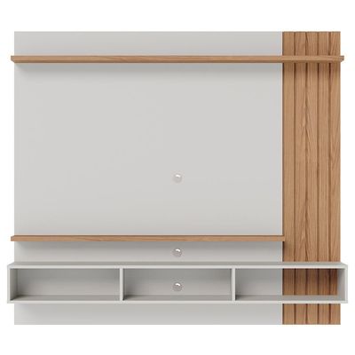 Painel Para TV 70 Pol com Bancada Suspensa 180cm Will C04 Off White Matte Freijó - Lyam Decor