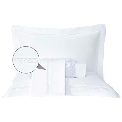 Jogo de Cama Lençol Queen Luxuria Percal 300 Fios 4 Peças - Branco - 100% Poliéster