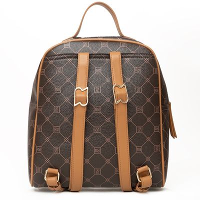 Bolsa Mochila Feminina Rafitthy 28.16254 Monograma Marrom