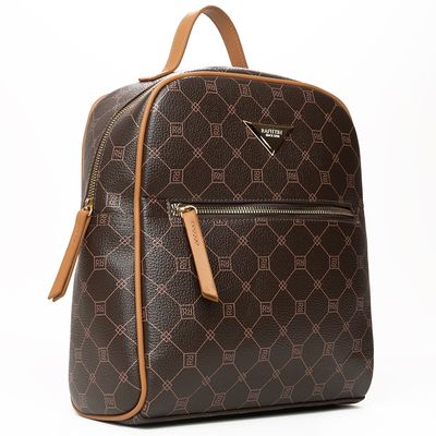 Bolsa Mochila Feminina Rafitthy 28.16254 Monograma Marrom