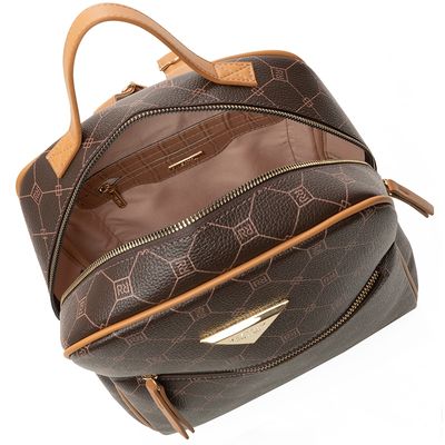 Bolsa Mochila Feminina Rafitthy 28.16254 Monograma Marrom