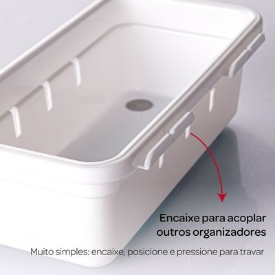 Organizador de Gaveta Porta Facas Antiderrapante Trava Plastico Branco