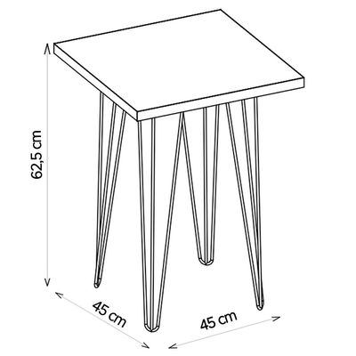 Mesa Centro Lateral Apoio (Montada) Iron 62Cm Marrom Caemmun