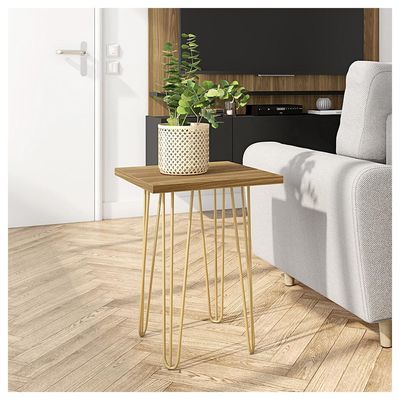 Mesa Centro Lateral Apoio (Montada) Iron 62Cm Marrom Caemmun
