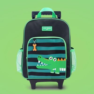 Kit Mochila Com Rodinhas Lancheira Pote P/ Lanche E Porta Acessórios Multiuso Pimpolho Verde