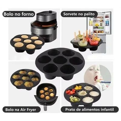 Kit 10 Forma de Cupcake Muffins Pudim Bolinho Air Fryer 21cm