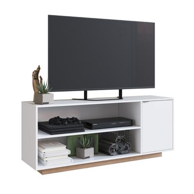 Rack com 1 Porta e Nichos para Televisor 55 polegadas B56 Branco Montana Emovell