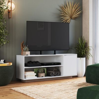 Rack com 1 Porta e Nichos para Televisor 55 polegadas B56 Branco Montana Emovell