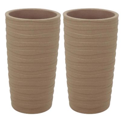 Kit 2 Vasos Grandes Grego para Plantas Tramontina Alto 65cm Areia em Polietileno Decorativo