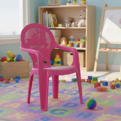 Jogo 12 Cadeiras Infantis em Plástico Tramontina Catty Rosa Estampado 38x36x56cm Creche Escolinha