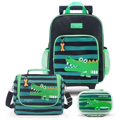 Kit Mochila Com Rodinhas E Lancheira Térmica Com Pote P/ Lanche Verde