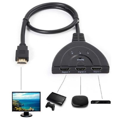 Hub Switch Divisor Hdmi 1x3 Com Rabicho Hdmi Macho 45cm