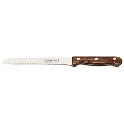 Faca para Pão Tramontina Polywood com Lamina em Aço Inox e Cabo de Madeira Castanho 7"
