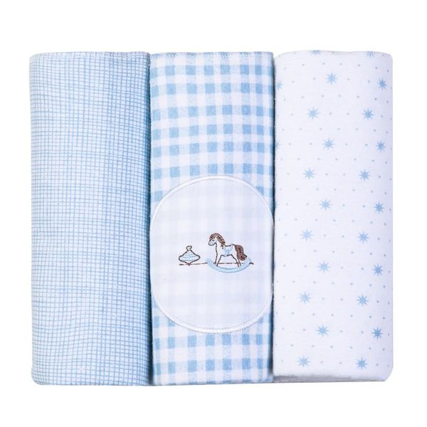 Kit Cueiro Bebê Manta Bordados Cavalinhos Papi 80Cm x 80Cm