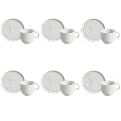 Conjunto De Xícara De Chá Empilhável Com Pires 06 Peças Linhas New White Porto Brasil