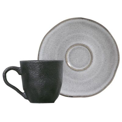 Conjunto De Xícara De Cafezinho Com Pires 06 Peças Orgânico Concreto Porto Brasil
