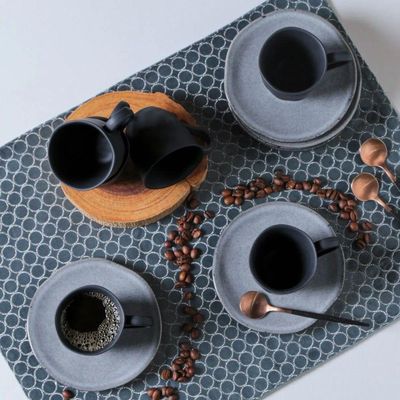 Conjunto De Xícara De Cafezinho Com Pires 06 Peças Orgânico Concreto Porto Brasil
