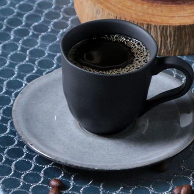 Conjunto De Xícara De Cafezinho Com Pires 06 Peças Orgânico Concreto Porto Brasil
