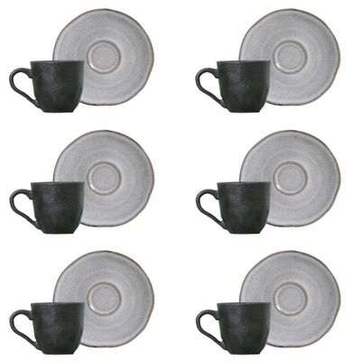 Conjunto De Xícara De Cafezinho Com Pires 06 Peças Orgânico Concreto Porto Brasil