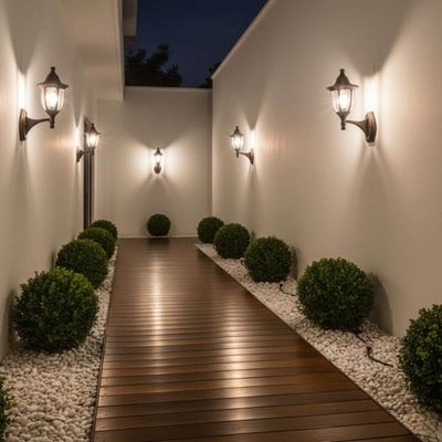 Luminária Arandela de Parede Externa Vintage Marrom Plástico 38cm Modena Dital Jardim Fachada