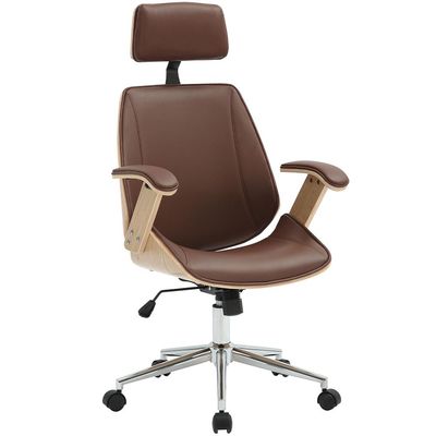Cadeira Para Escritório Presidente Giratória Office Natural Polaris Corano R01 Marrom - Lyam Decor