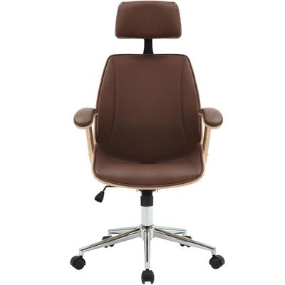 Cadeira Para Escritório Presidente Giratória Office Natural Polaris Corano R01 Marrom - Lyam Decor