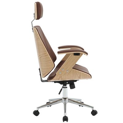 Cadeira Para Escritório Presidente Giratória Office Natural Polaris Corano R01 Marrom - Lyam Decor