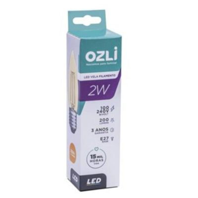 Lâmpada Led Filamento Vela 2w Filamento 2300k E27 Bivolt Unidade