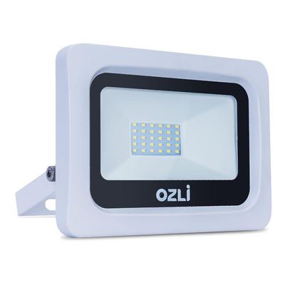 Refletor Led Slim 30w 3000k Bivolt Ip65 Carcaça Branca Alta Luminosidade