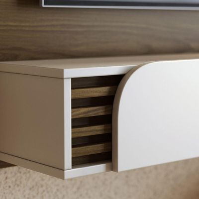 Home Suspenso Jurere 160cm 1 Porta Basculante - Ssx Multicoisas Cor Amendoa/off White Matte