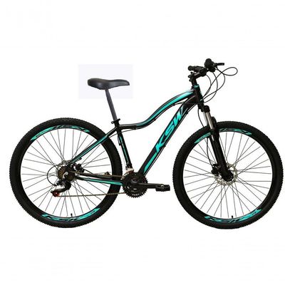 Bicicleta Aro 29 Ksw Mwza Feminina Alumínio 21v Freio A Disco Garfo Suspensão Mtb preto-Azul Tam: 15